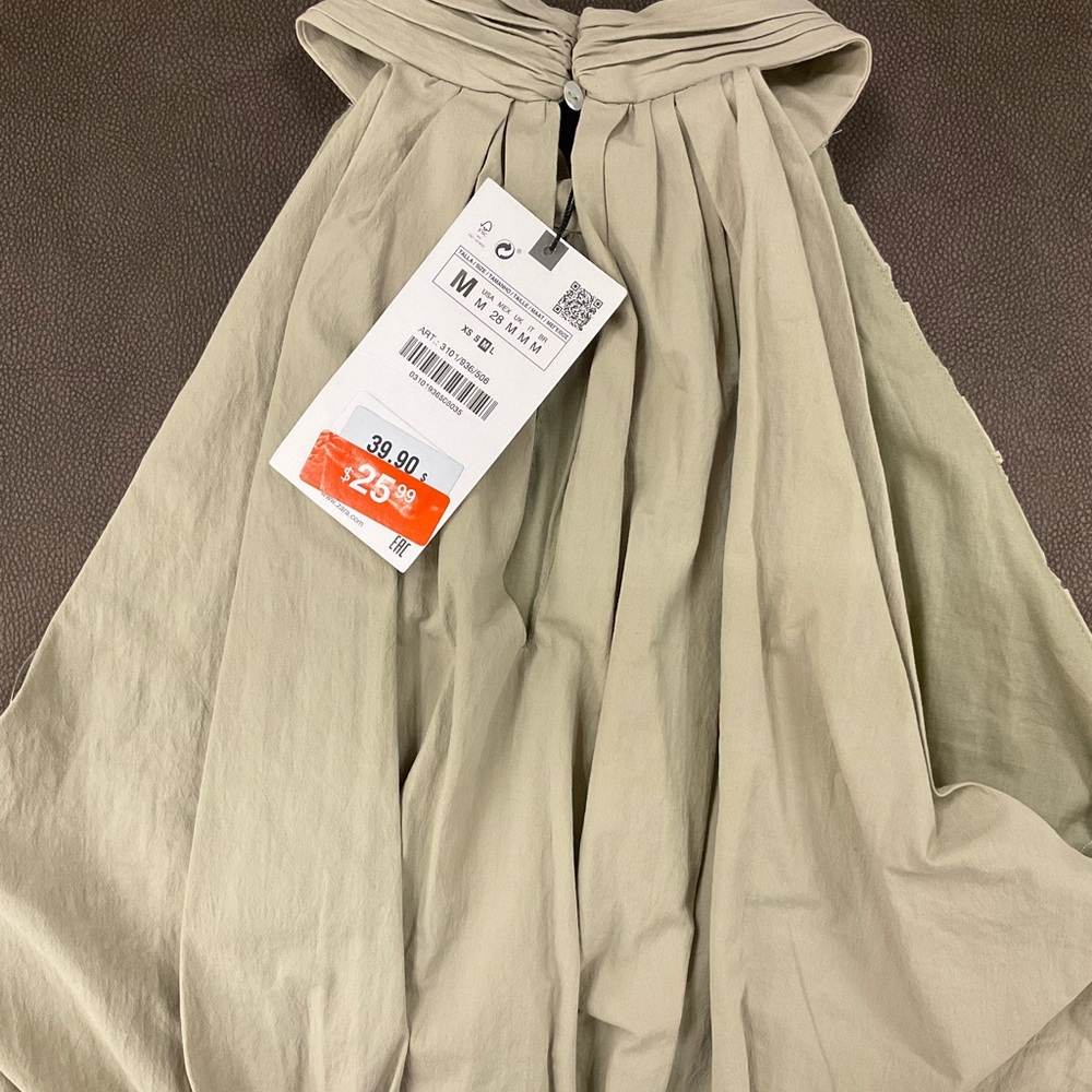Zara Cream Pleated Crop Top - Picture 4 of 4